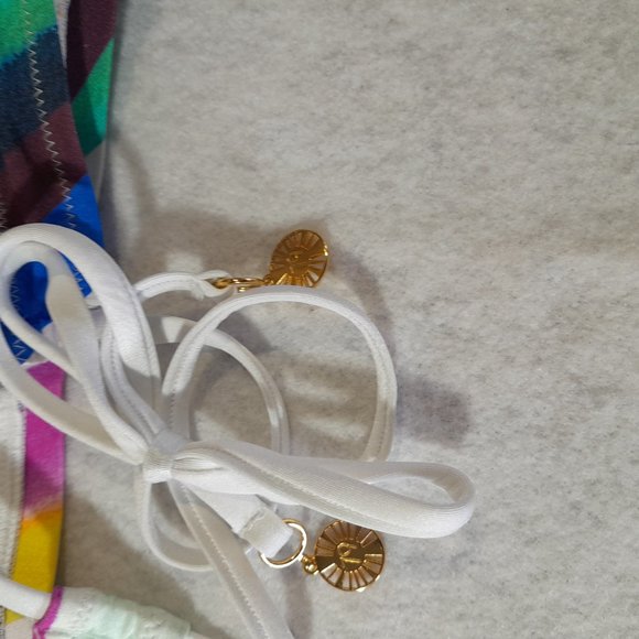 Sunshine79 Retro Rainbow Banded Halter Triangle Top Size 8 - Picture 7 of 9